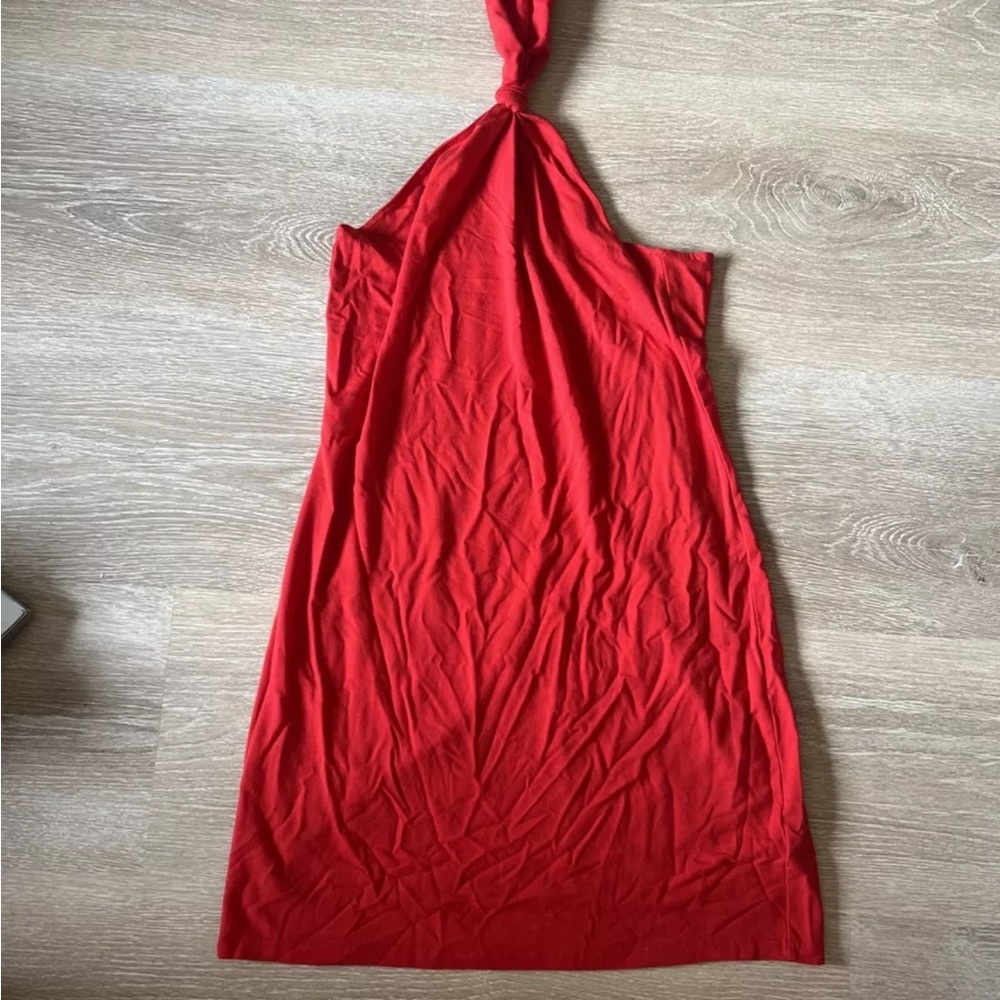 Reformation halter dress tie red mini body con size medium cibrina